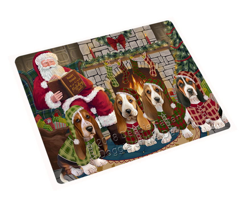 Christmas Cozy Holiday Tails Basset Hounds Dog Cutting Board C70422