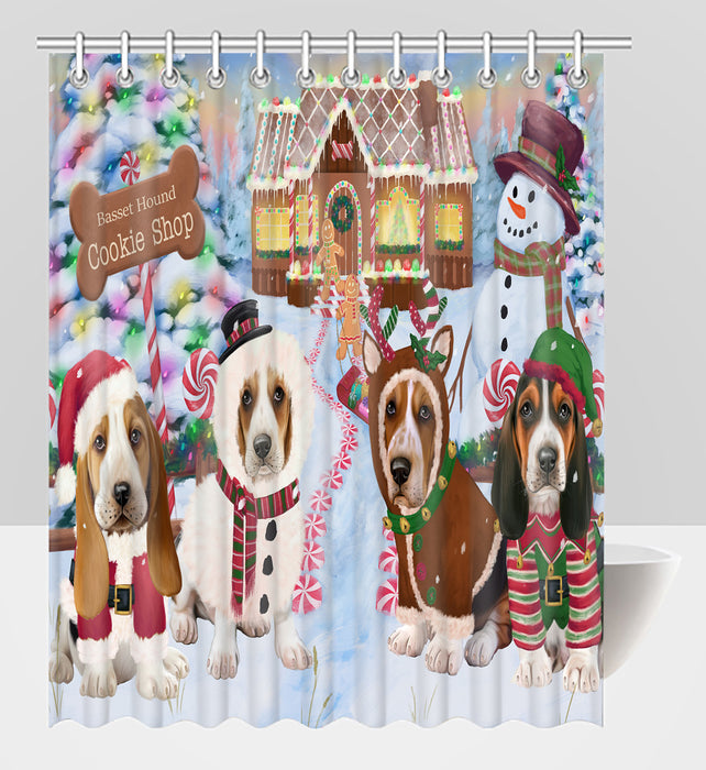 Holiday Gingerbread Cookie Basset Hound Dogs Shower Curtain