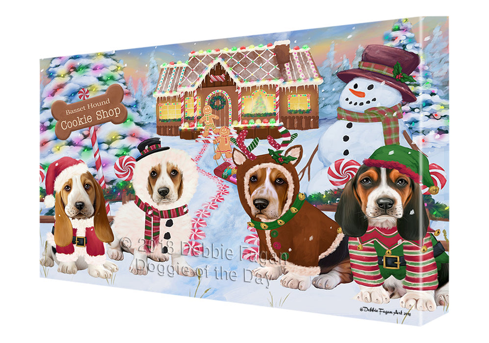 Holiday Gingerbread Cookie Shop Basset Hounds Dog Canvas Print Wall Art Décor CVS127133