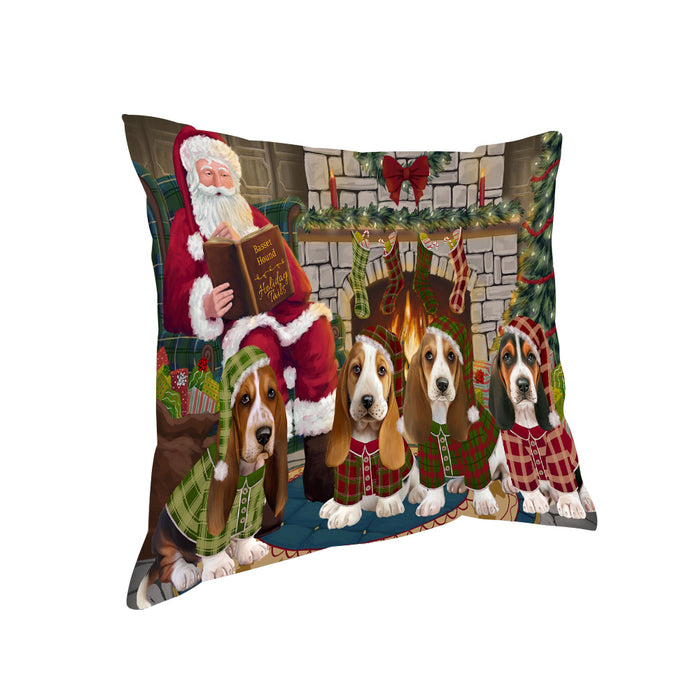 Christmas Cozy Holiday Tails Basset Hounds Dog Pillow PIL69308