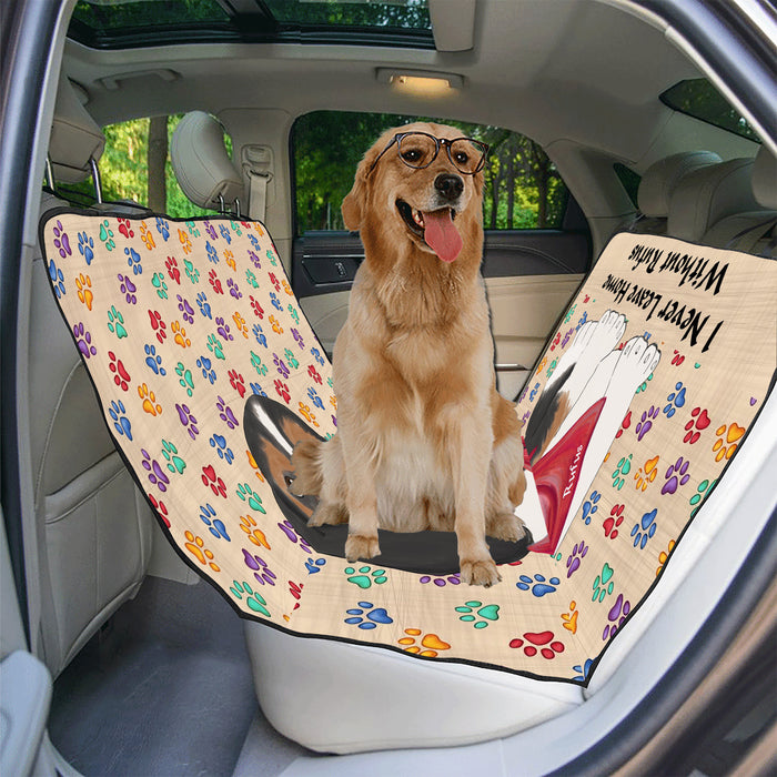 Personalized I Never Leave Home Paw Print Basset Hound Dogs Pet Back Car Seat Cover