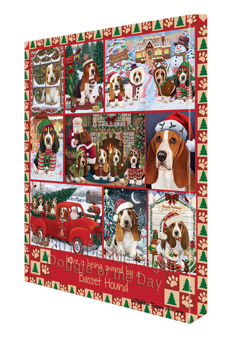Love is Being Owned Christmas Basset Hound Dog Canvas Wall Art - Premium Quality Ready to Hang Room Decor Wall Art Canvas - Unique Animal Printed Digital Painting for Decoration