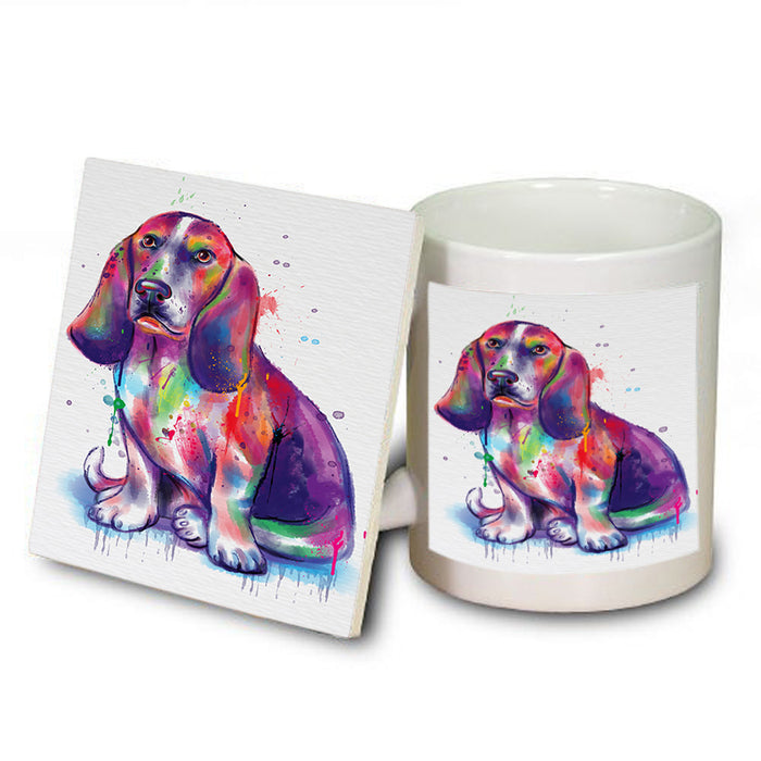 Watercolor Basset Hound Dog Mug and Coaster Set MUC57063