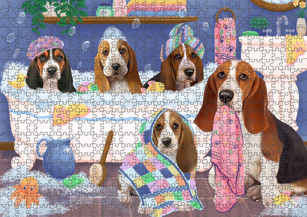 Rub A Dub Dogs In A Tub Basset Hounds Dog Puzzle with Photo Tin PUZL95236