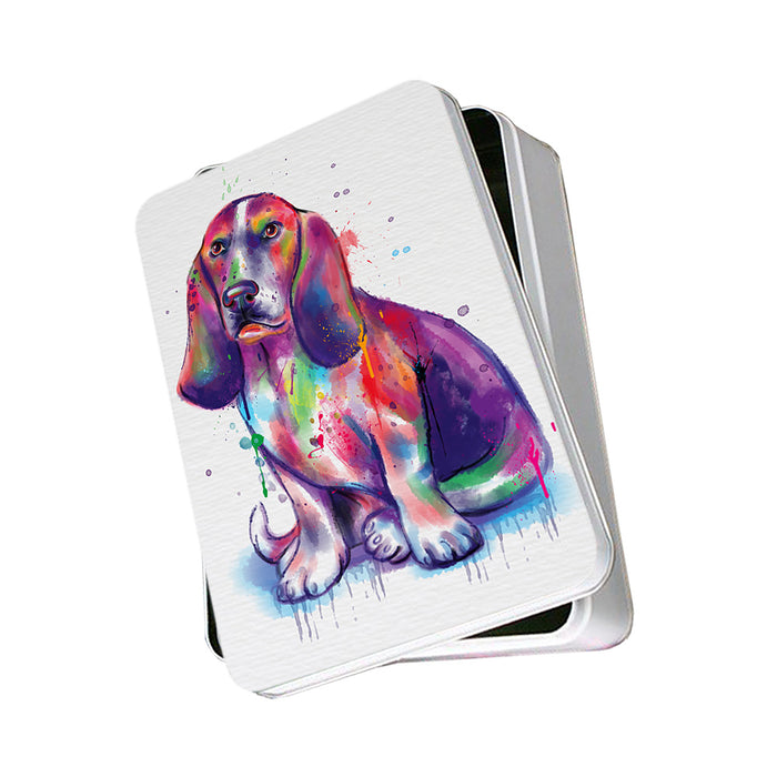 Watercolor Basset Hound Dog Photo Storage Tin PITN57014