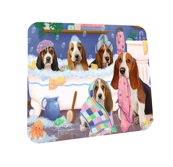 Rub A Dub Dogs In A Tub Basset Hounds Dog Coasters Set of 4 CST56717