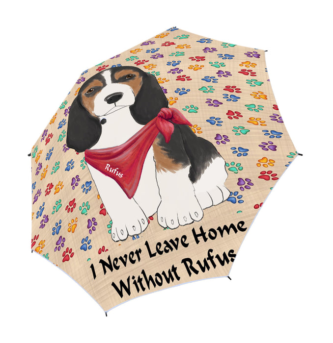 Custom Pet Name Personalized I never Leave Home Basset Hound Dog Semi-Automatic Foldable Umbrella