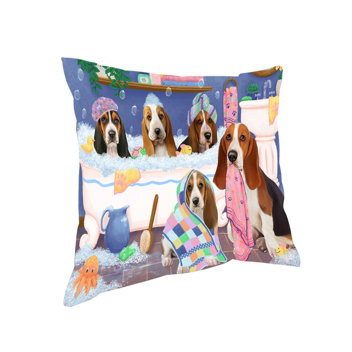 Rub A Dub Dogs In A Tub Basset Hounds Dog Pillow PIL81328