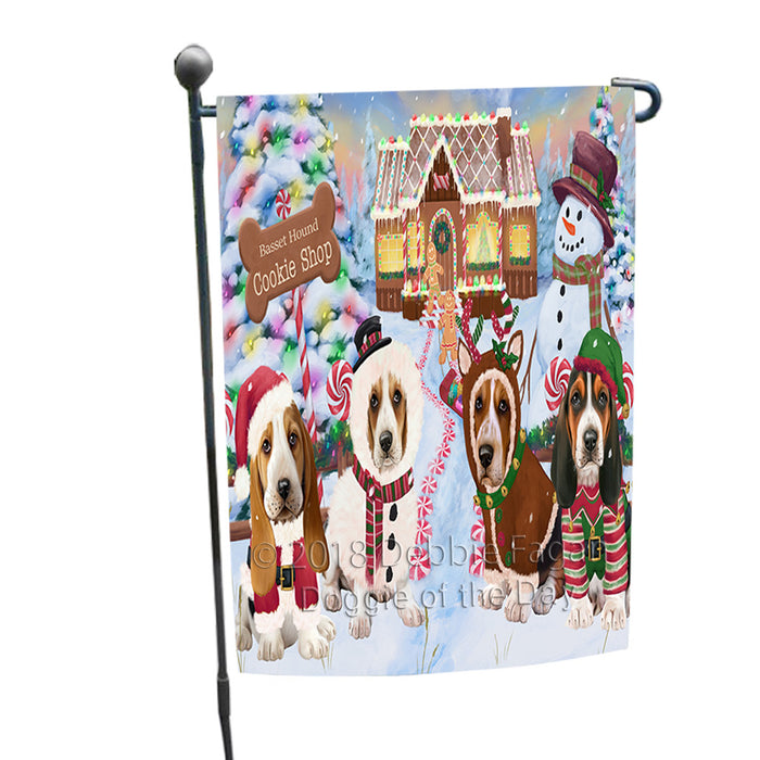 Holiday Gingerbread Cookie Shop Basset Hounds Dog Garden Flag GFLG56649