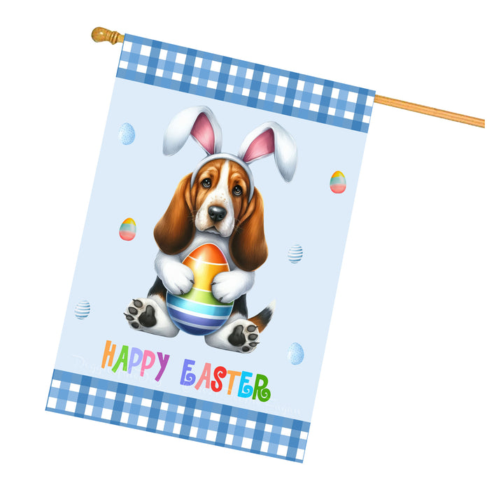 Basset Hound Dog Easter Day House Flags with Multi Design - Double Sided Easter Festival Gift for Home Decoration  - Holiday Dogs Flag Decor 28" x 40"