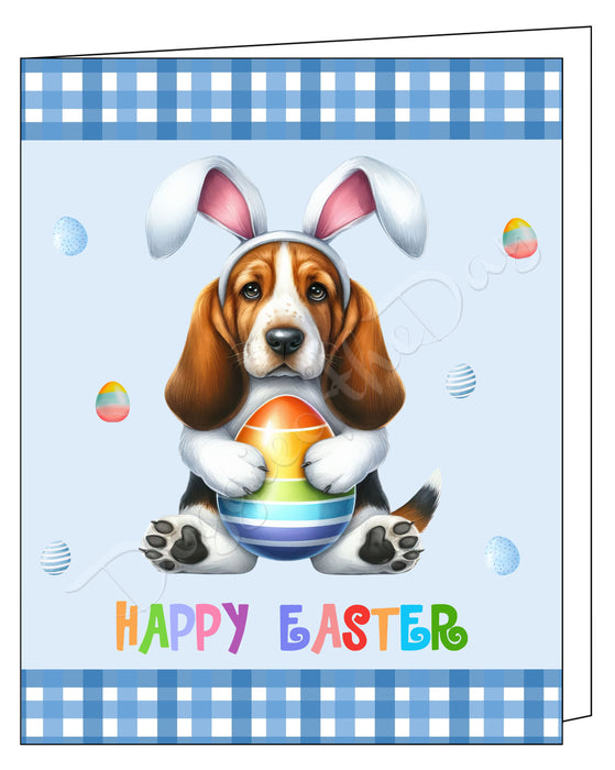 Basset Hound Dog Easter Day Greeting Cards and Note Cards with Envelope - Easter Invitation Card with Multi Design Pack