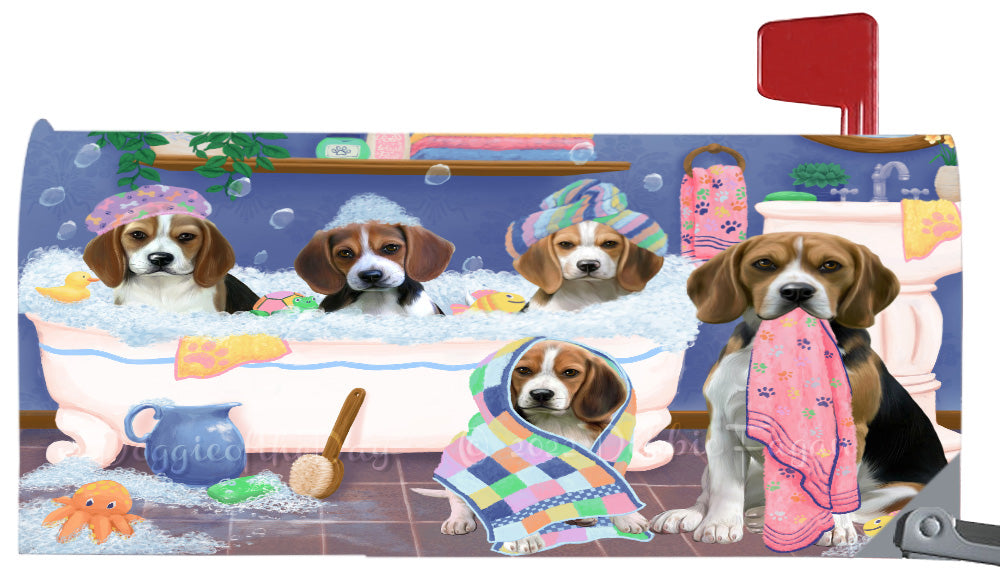 Rub A Dub Dogs In A Tub Beagle Dog Magnetic Mailbox Cover Both Sides Pet Theme Printed Decorative Letter Box Wrap Case Postbox Thick Magnetic Vinyl Material