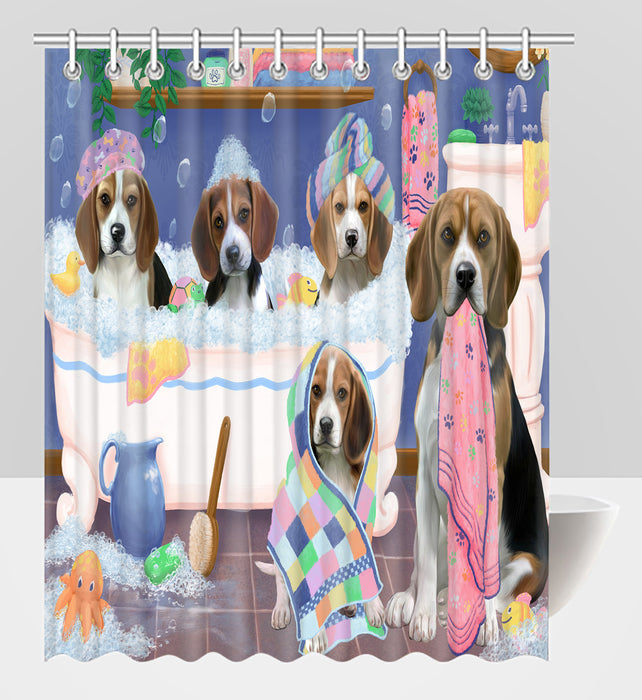 Rub A Dub Dogs In A Tub Beagle Dogs Shower Curtain