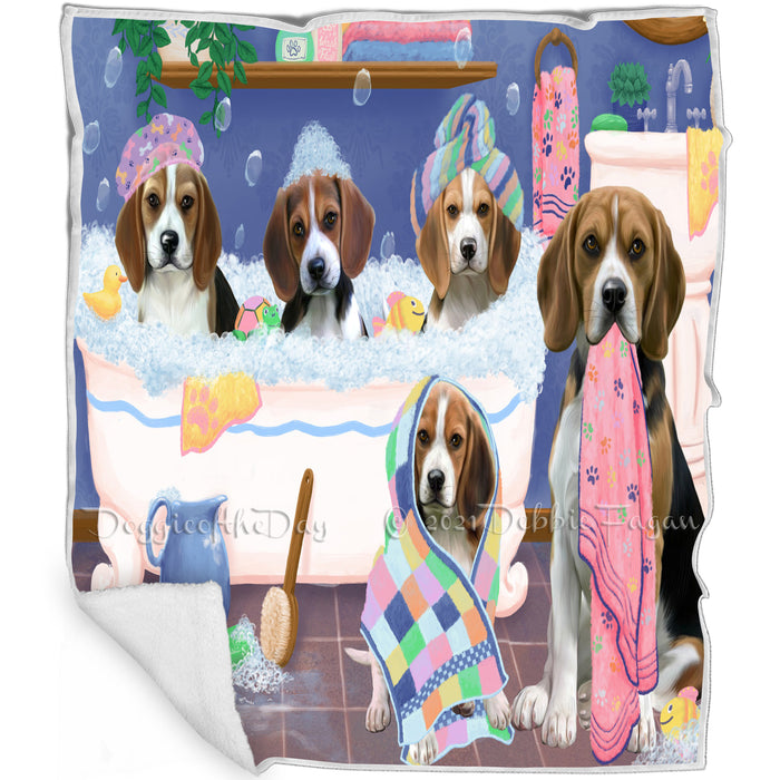 Rub A Dub Dogs In A Tub Beagles Dog Blanket BLNKT130260