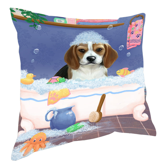 Rub A Dub Dog In A Tub Beagle Dog Pillow with Top Quality High-Resolution Images - Ultra Soft Pet Pillows for Sleeping - Reversible & Comfort - Ideal Gift for Dog Lover - Cushion for Sofa Couch Bed - 100% Polyester