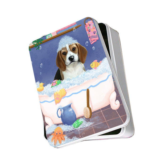 Rub A Dub Dog In A Tub Beagle Dog Photo Storage Tin PITN57245
