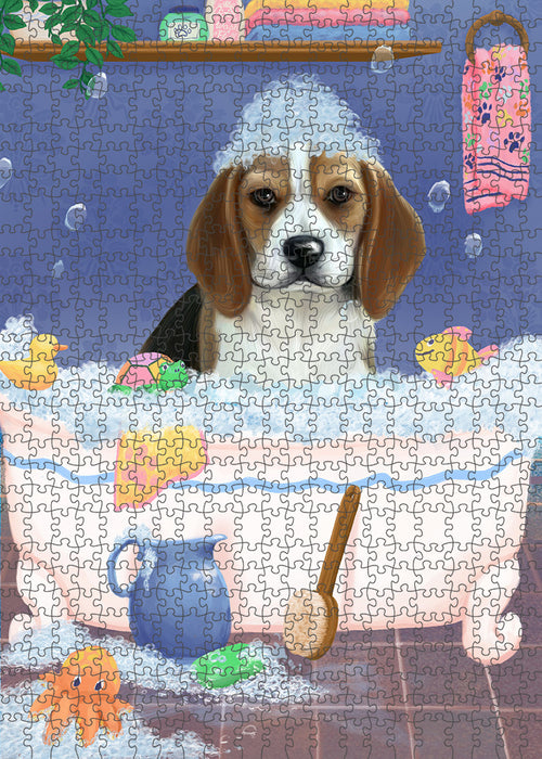 Rub A Dub Dog In A Tub Beagle Dog Portrait Jigsaw Puzzle for Adults Animal Interlocking Puzzle Game Unique Gift for Dog Lover's with Metal Tin Box PZL214
