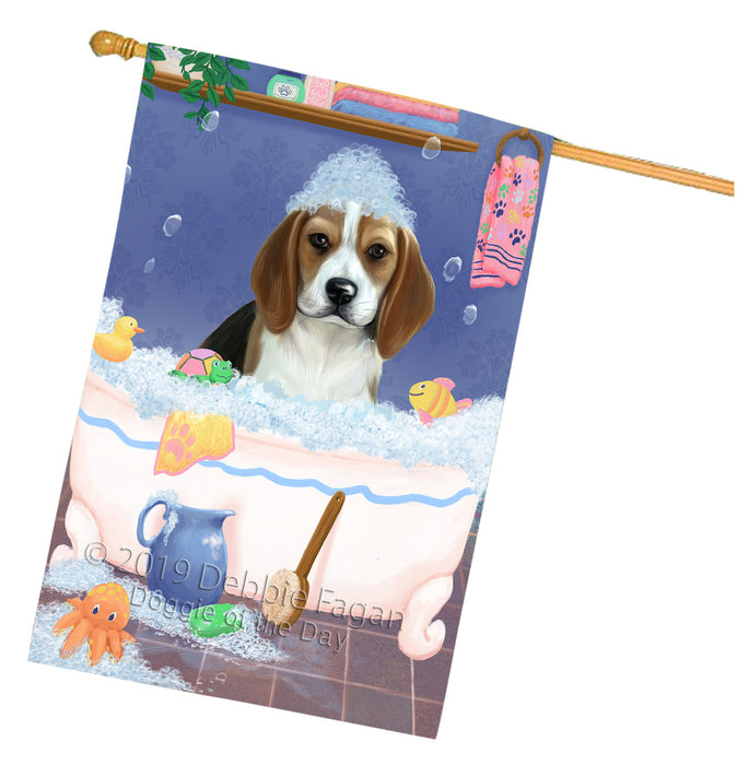 Rub A Dub Dog In A Tub Beagle Dog House Flag FLG66214