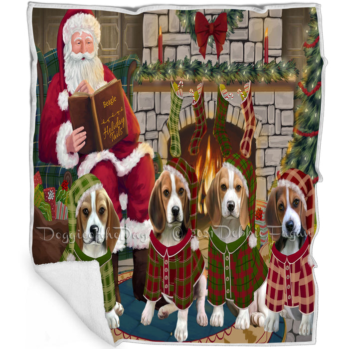 Christmas Cozy Holiday Tails Beagles Dog Blanket BLNKT115284