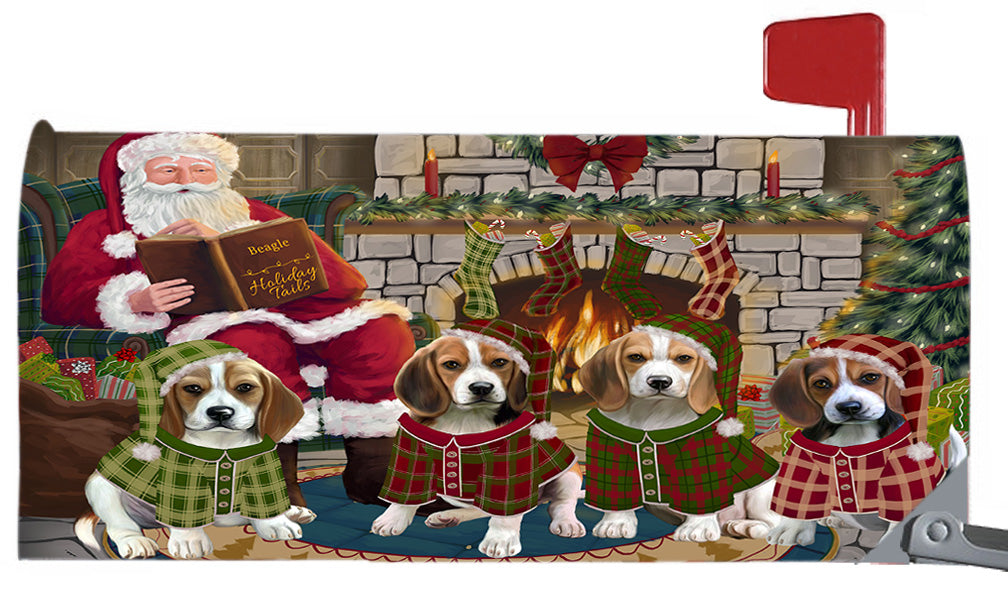 Christmas Cozy Holiday Fire Tails Beagle Dogs 6.5 x 19 Inches Magnetic Mailbox Cover Post Box Cover Wraps Garden Yard Décor MBC48874