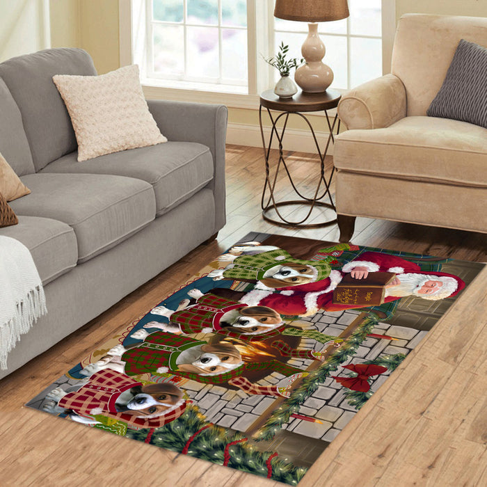 Christmas Cozy Holiday Fire Tails Beagle Dogs Area Rug