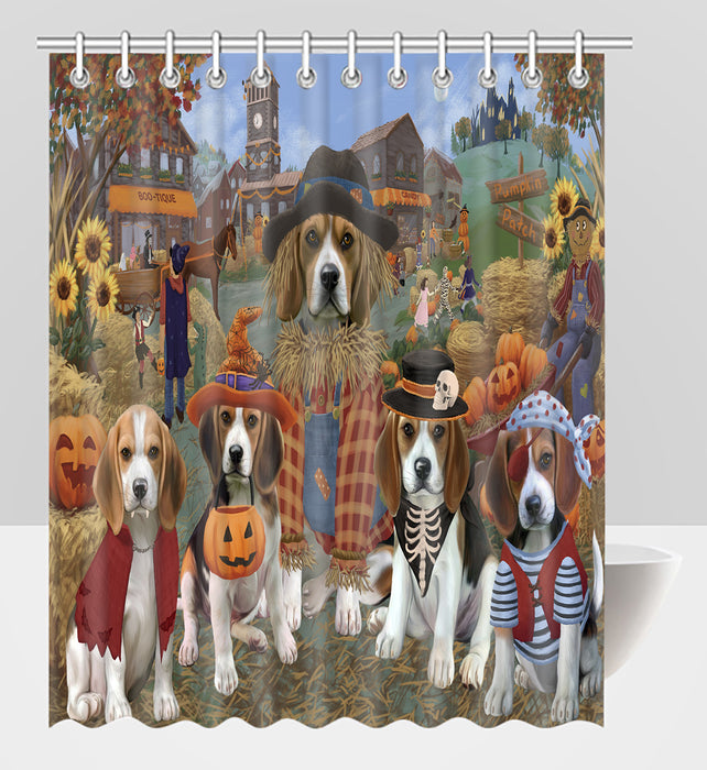 Halloween 'Round Town Beagle Dogs Shower Curtain