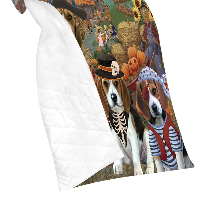 Halloween 'Round Town and Fall Pumpkin Scarecrow Both Beagle Dogs Quilt