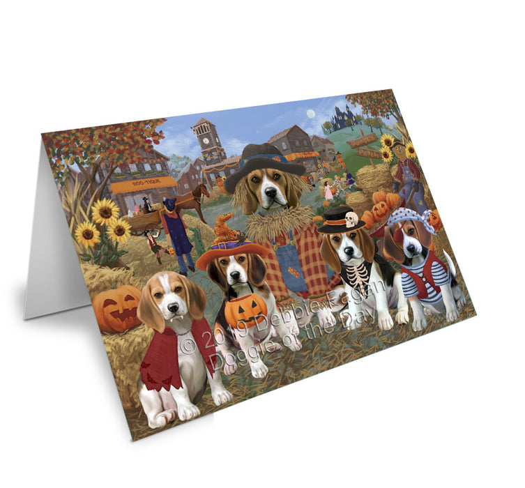 Halloween 'Round Town Beagle Dogs Handmade Artwork Assorted Pets Greeting Cards and Note Cards with Envelopes for All Occasions and Holiday Seasons GCD77750