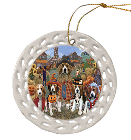 Halloween 'Round Town Beagle Dogs Ceramic Doily Ornament DPOR57468