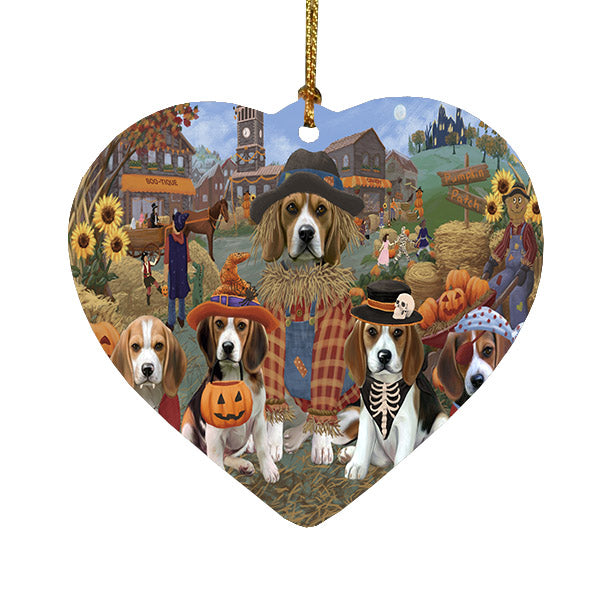 Halloween 'Round Town Basset Hound Dogs Heart Christmas Ornament HPOR57467