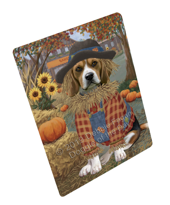 Halloween 'Round Town And Fall Pumpkin Scarecrow Both Beagle Dogs Large Refrigerator / Dishwasher Magnet RMAG104604