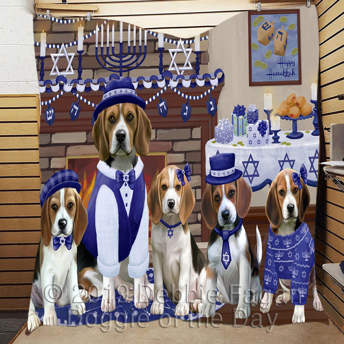 Happy Hanukkah Family and Happy Hanukkah Both Beagle Dogs Quilt