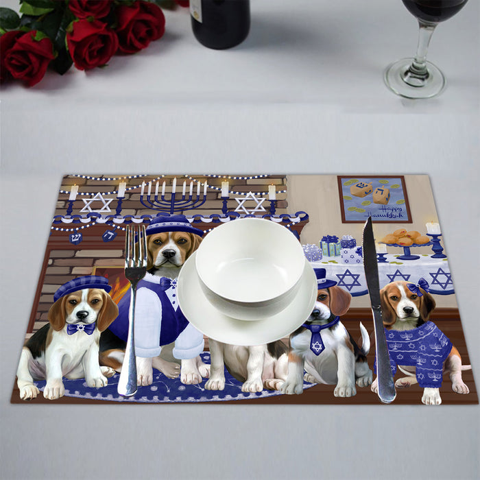 Happy Hanukkah Family Beagle Dogs Placemat