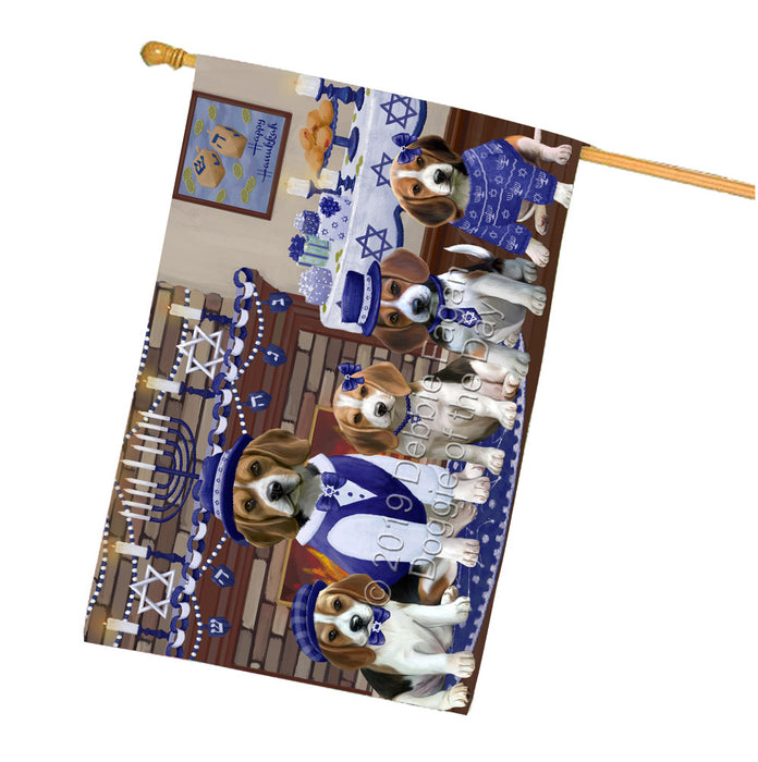 Happy Hanukkah Family Beagle Dogs House Flag FLG65802