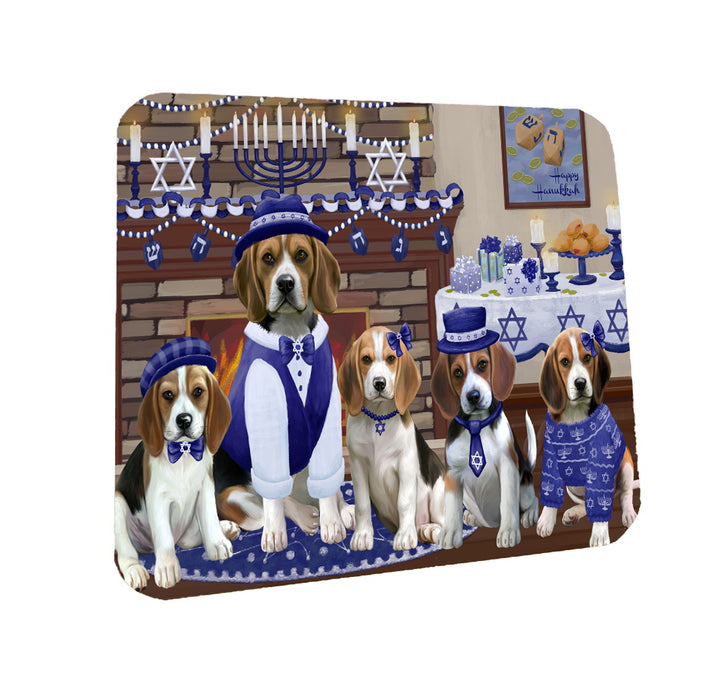 Happy Hanukkah Family Beagle Dogs Coasters Set of 4 CSTA57546