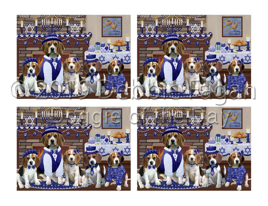 Happy Hanukkah Family Beagle Dogs Placemat