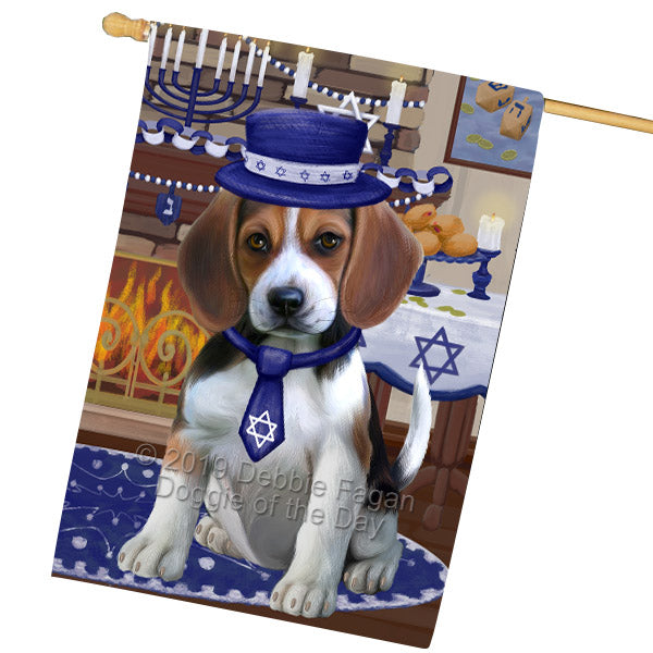 Happy Hanukkah Beagle Dog House Flag FLG65858