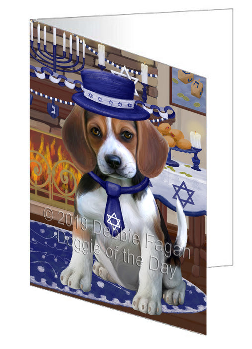 Happy Hanukkah Beagle Dog Handmade Artwork Assorted Pets Greeting Cards and Note Cards with Envelopes for All Occasions and Holiday Seasons GCD78284
