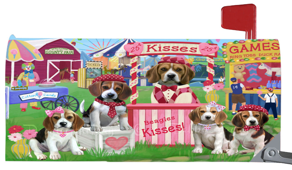 Carnival Kissing Booth Beagle Dogs Magnetic Mailbox Cover Both Sides Pet Theme Printed Decorative Letter Box Wrap Case Postbox Thick Magnetic Vinyl Material