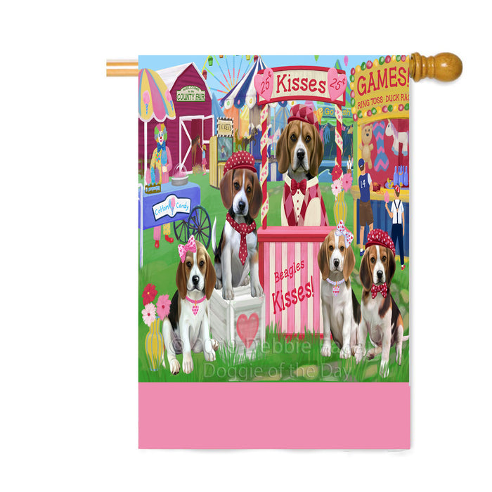Personalized Carnival Kissing Booth Beagle Dogs Custom House Flag FLG63578
