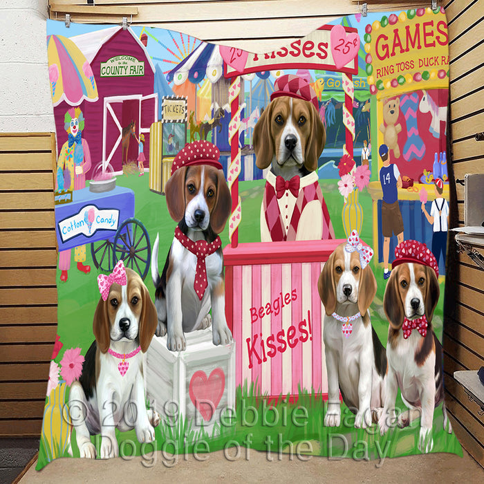 Carnival Kissing Booth Beagle Dogs Quilt