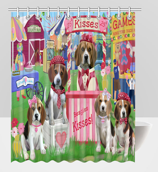 Carnival Kissing Booth Beagle Dogs Shower Curtain