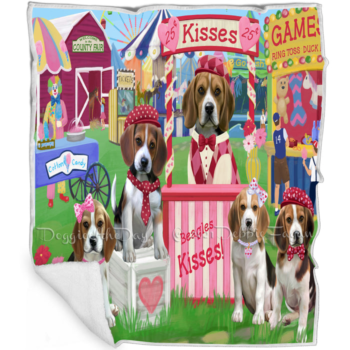 Carnival Kissing Booth Beagles Dog Blanket BLNKT121440