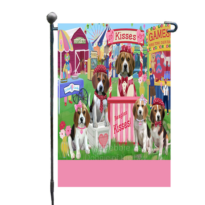 Personalized Carnival Kissing Booth Beagle Dogs Custom Garden Flag GFLG64254