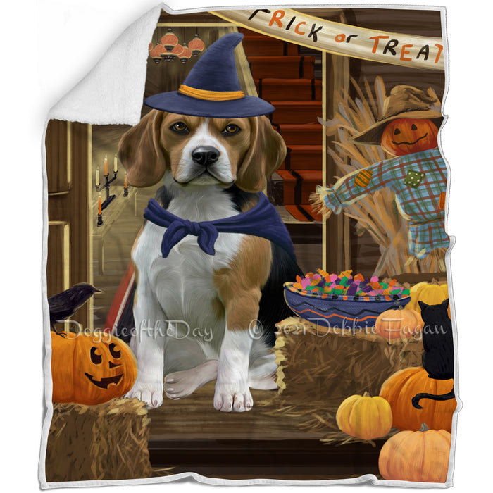 Enter at Own Risk Trick or Treat Halloween Beagle Dog Blanket BLNKT94152
