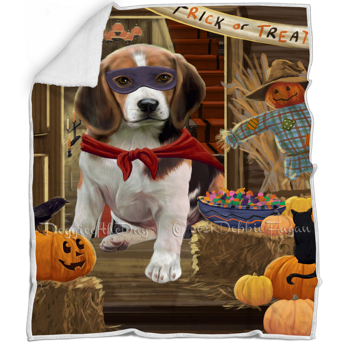 Enter at Own Risk Trick or Treat Halloween Beagle Dog Blanket BLNKT94161