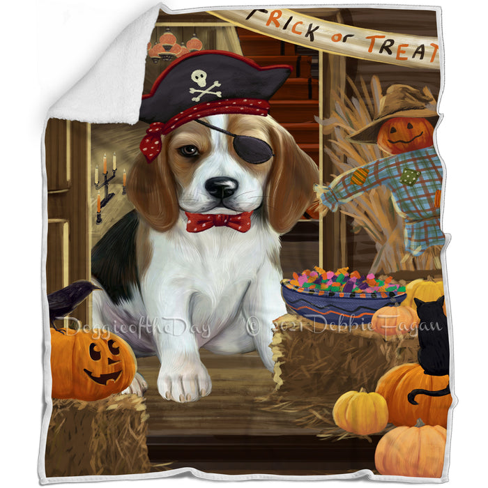 Enter at Own Risk Trick or Treat Halloween Beagle Dog Blanket BLNKT94170