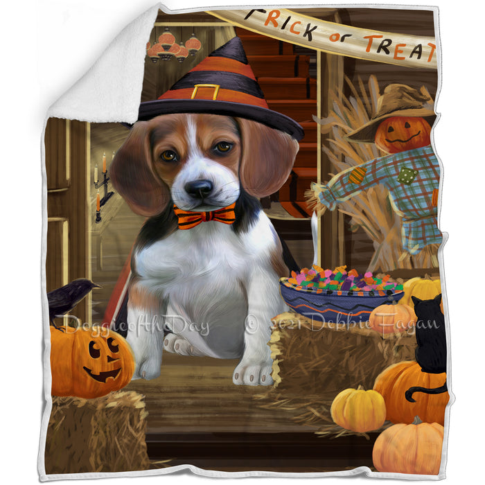 Enter at Own Risk Trick or Treat Halloween Beagle Dog Blanket BLNKT94188