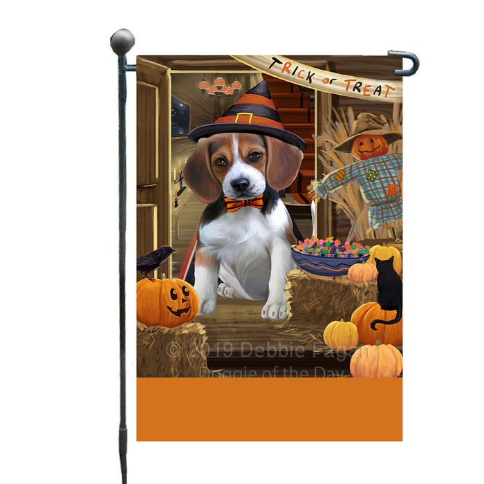 Personalized Enter at Own Risk Trick or Treat Halloween Beagle Dog Custom Garden Flags GFLG-DOTD-A59452