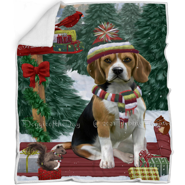 Merry Christmas Woodland Sled Beagle Dog Blanket BLNKT142694